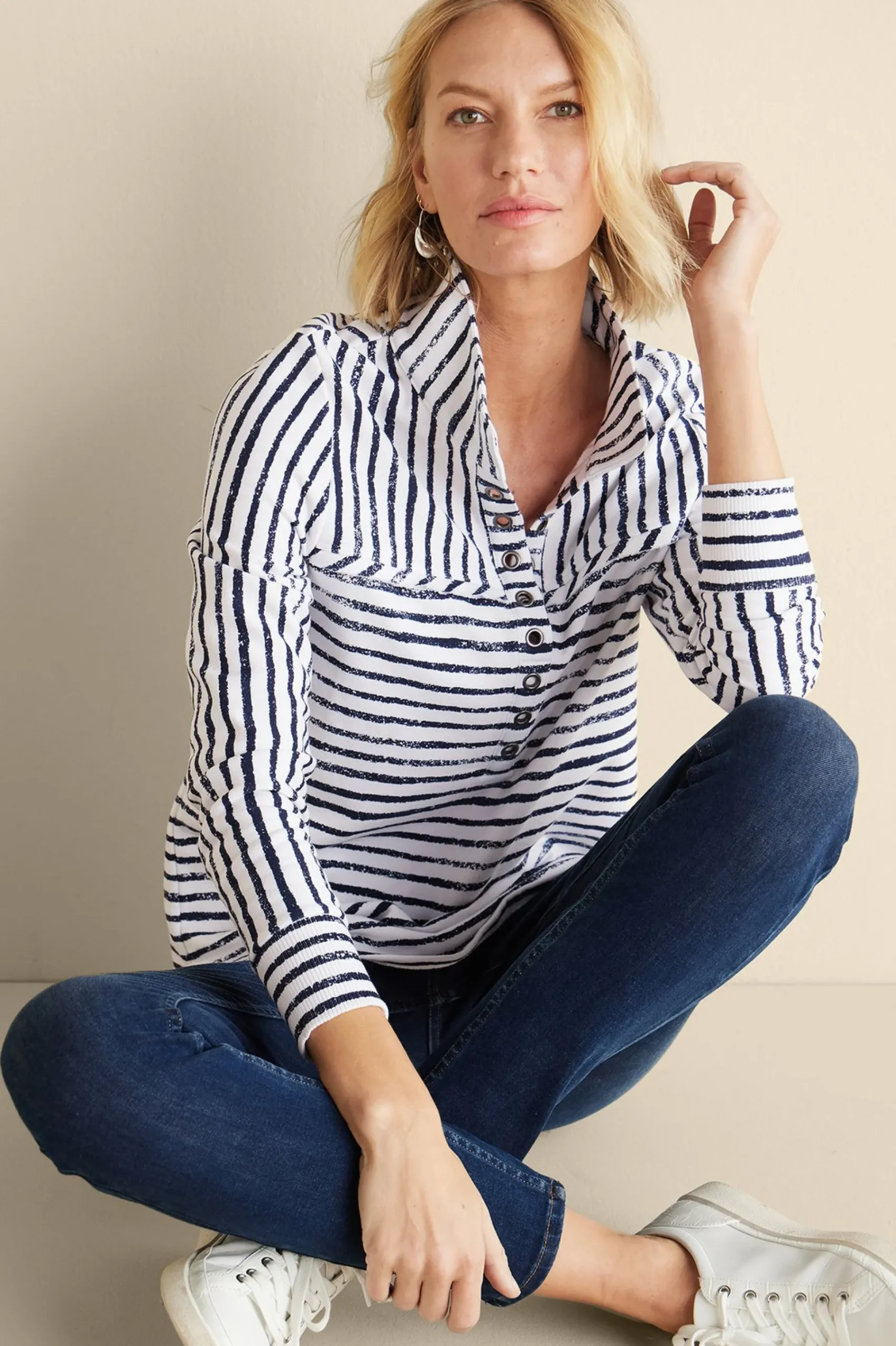 Soft Surroundings Neera French Terry Tunic> Into The Blues|Wear Now Styles