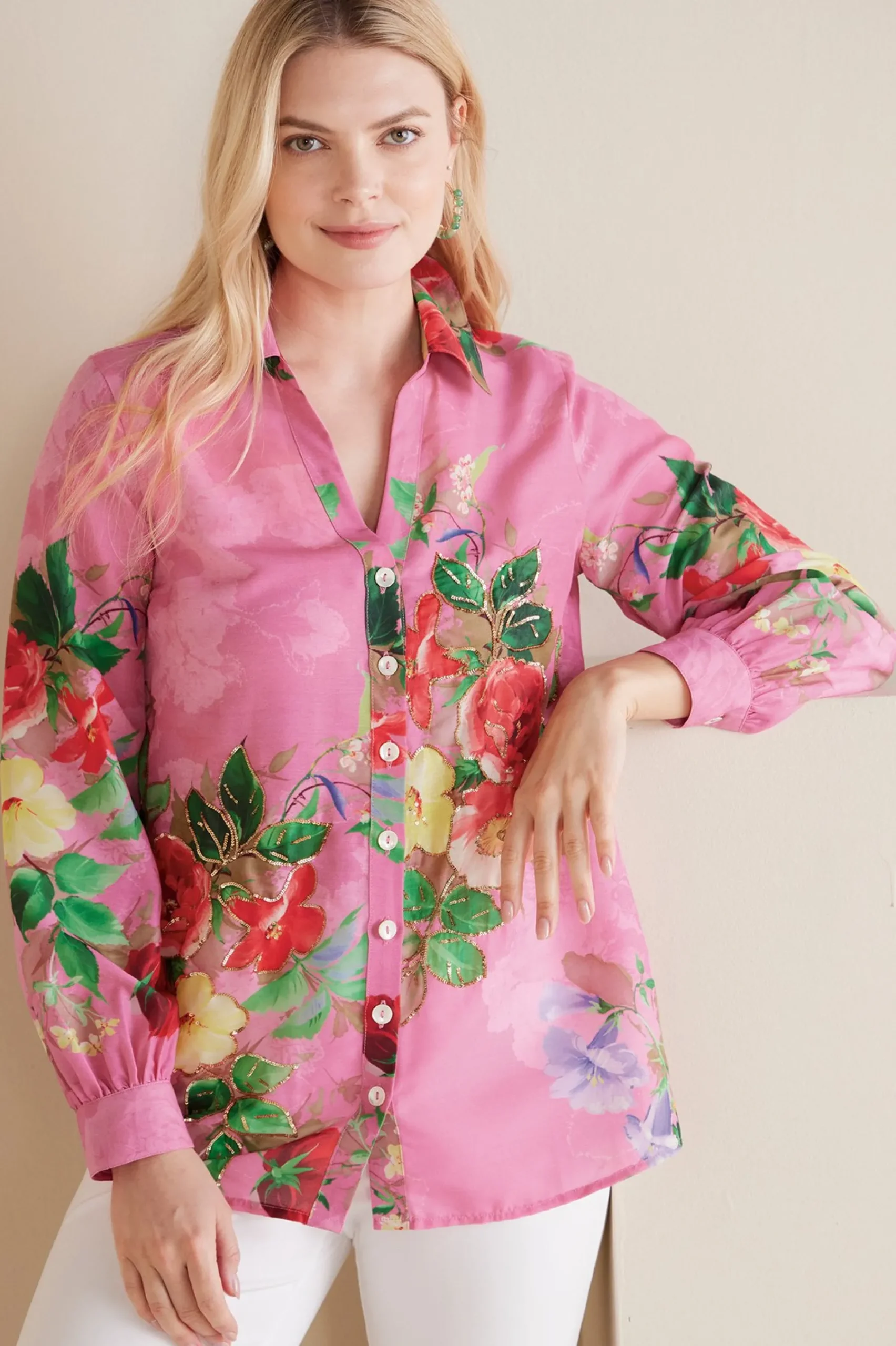 Soft Surroundings Petites Danica Embellished Shirt> The Floral Shop