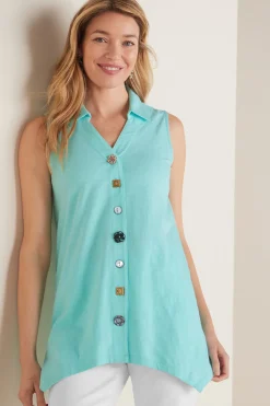 Soft Surroundings Petites Danielle Button Tank> Everyday Styles