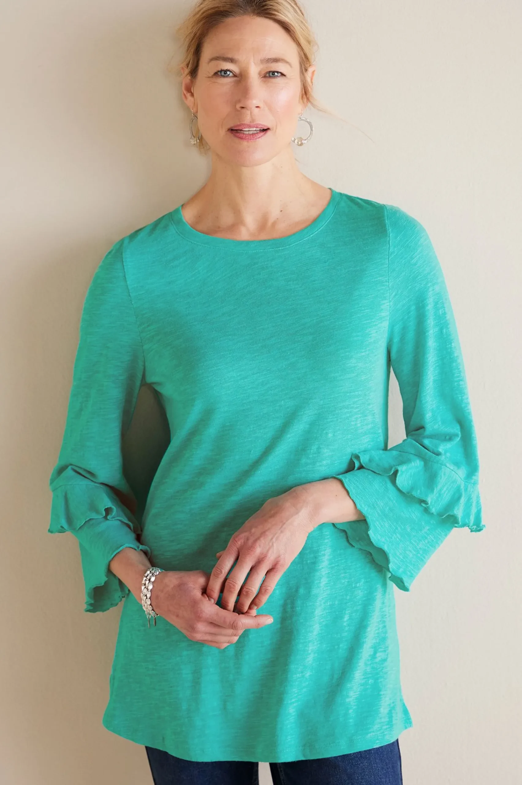 Soft Surroundings Petites Erin Linen Blend Tunic> Feminine Flourish|Into The Blues