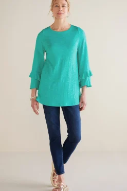 Soft Surroundings Petites Erin Linen Blend Tunic> Feminine Flourish|Into The Blues