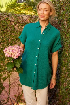 Soft Surroundings Petites Je Veux Gauze Top><noscript><img width=