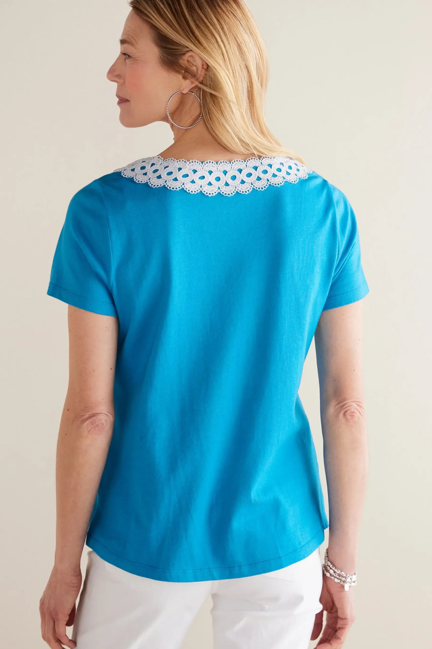 Soft Surroundings Petites Kaitlyn Embellished Knit Tee> Into The Blues|Global Artistry