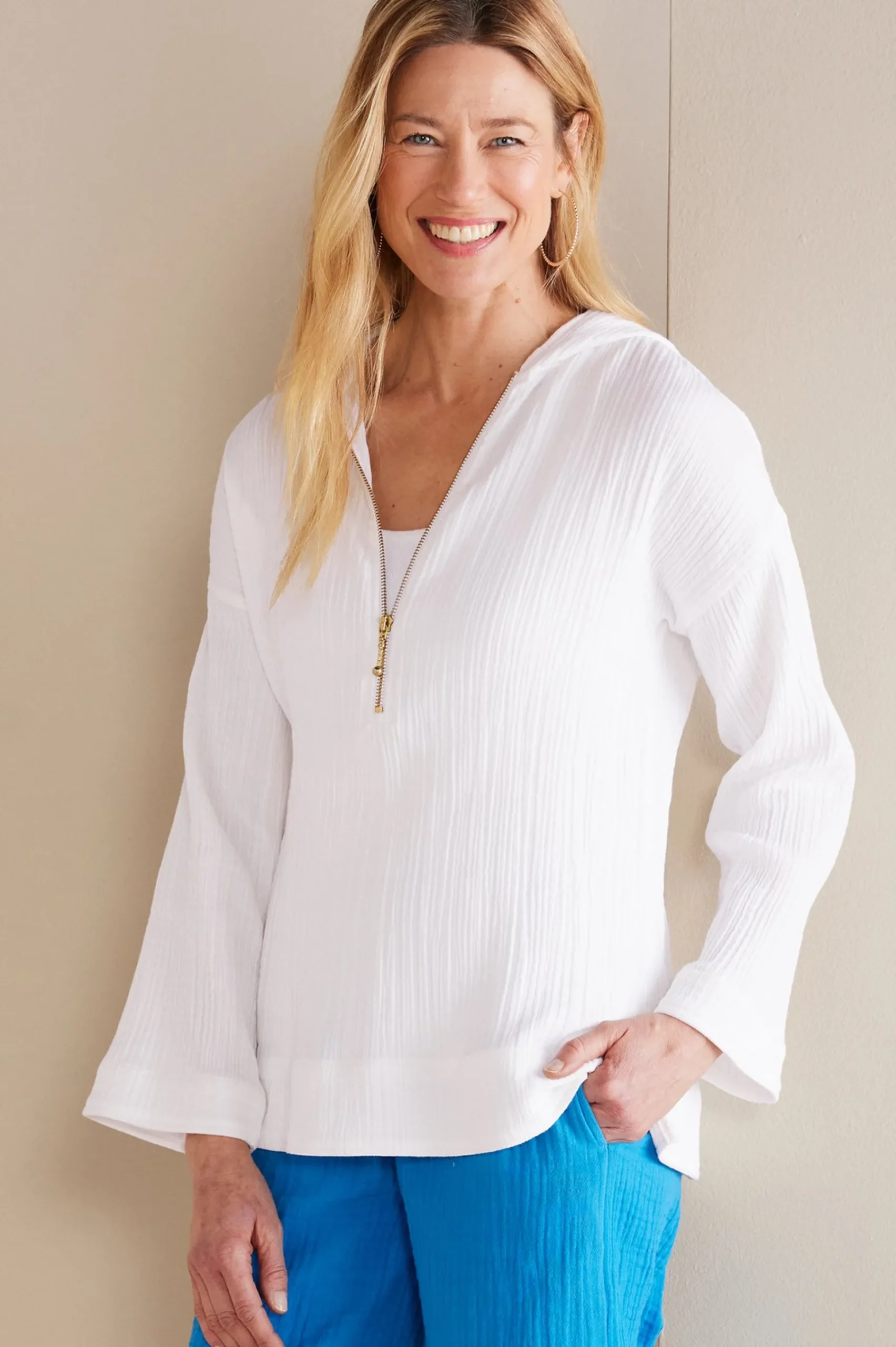 Soft Surroundings Petites Kemia Gauze Hoodie> Gauze Shop