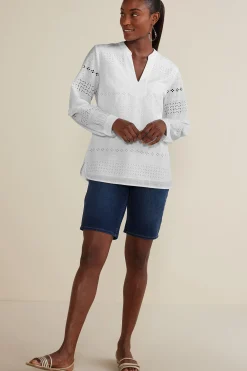 Soft Surroundings Petites Lenore Eyelet Top> Feminine Flourish|Global Artistry