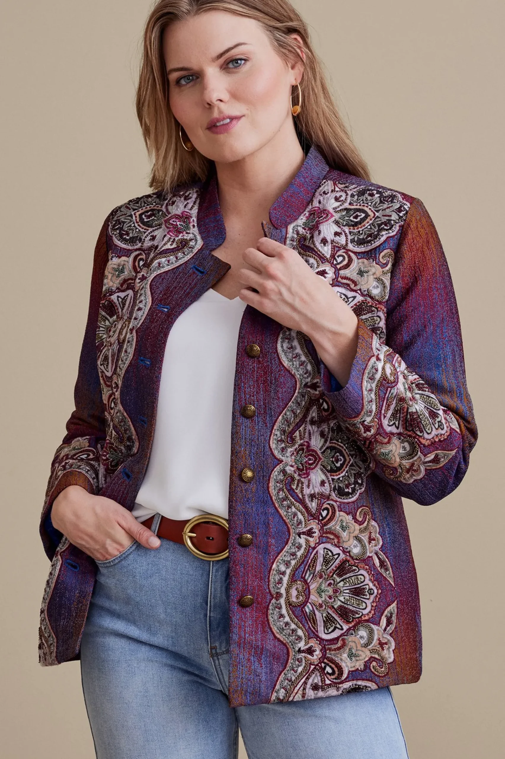 Soft Surroundings Petites Maija Embellished Jacket> EVelvet Styles|Jackets & Coats