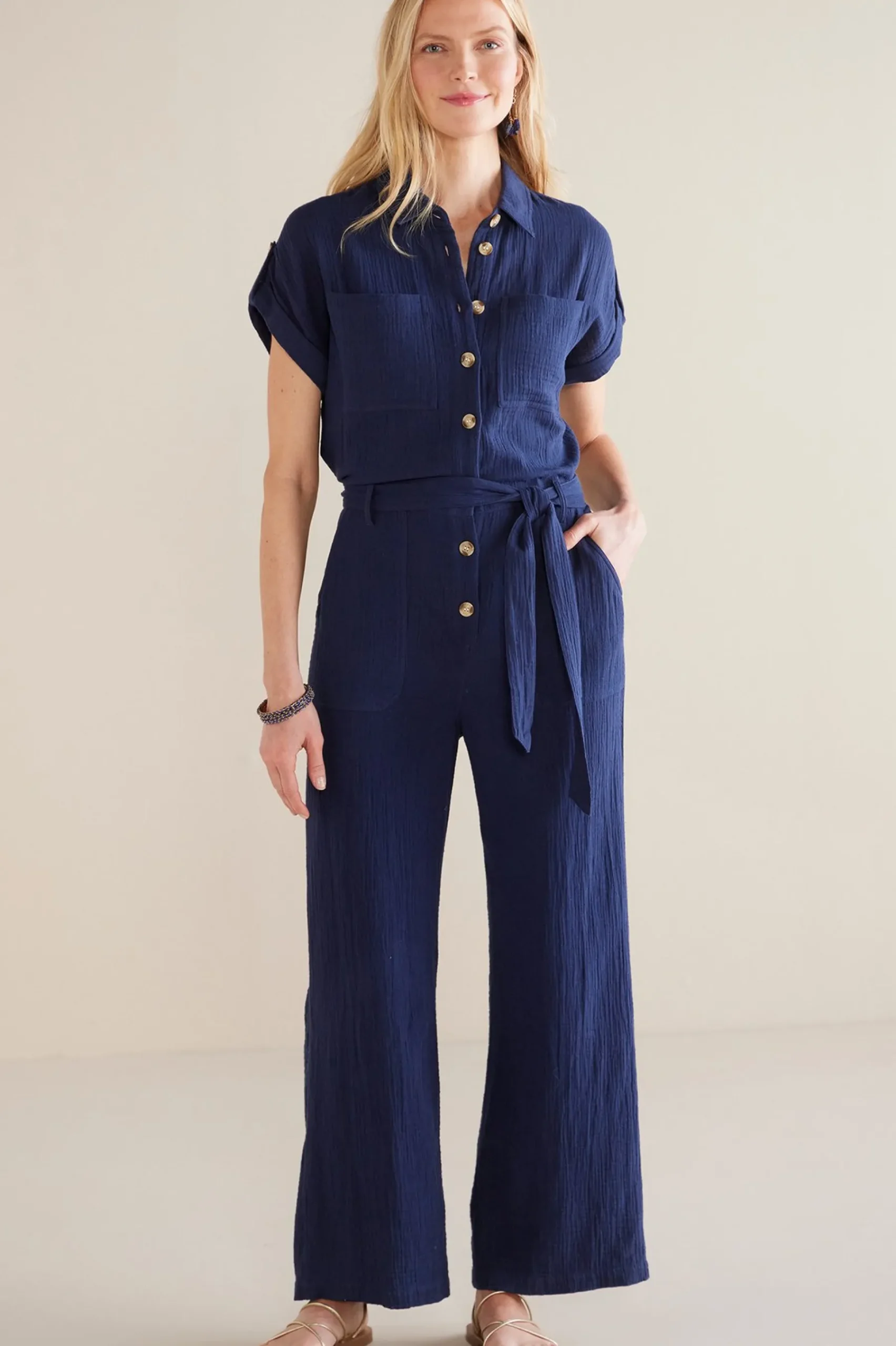 Soft Surroundings Petites Natasha Gauze Jumpsuit> Into The Blues|Gauze Shop