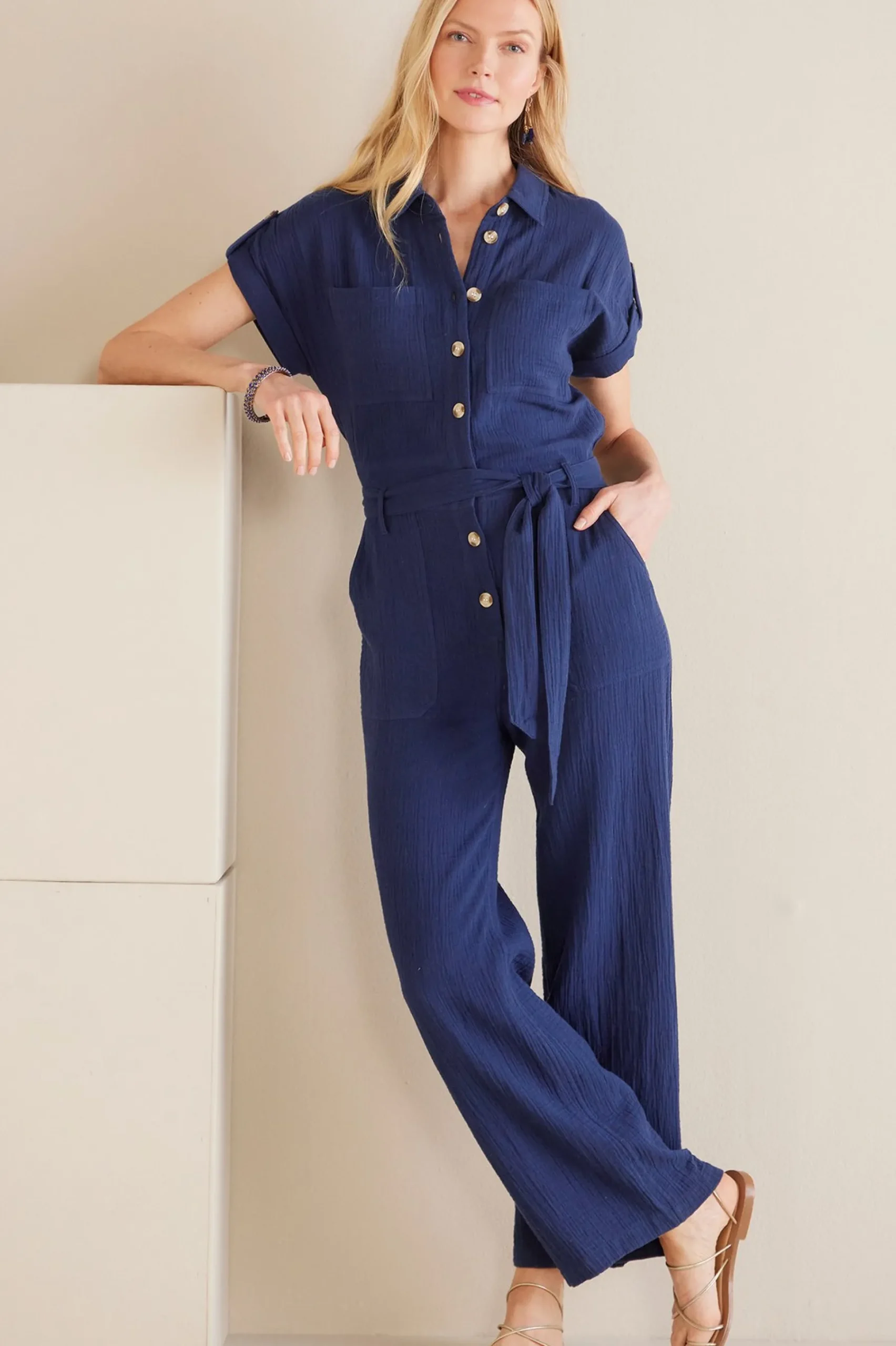 Soft Surroundings Petites Natasha Gauze Jumpsuit> Into The Blues|Gauze Shop