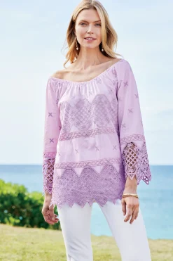 Soft Surroundings Petites Pilar Off the Shoulder Top> Feminine Flourish|Global Artistry