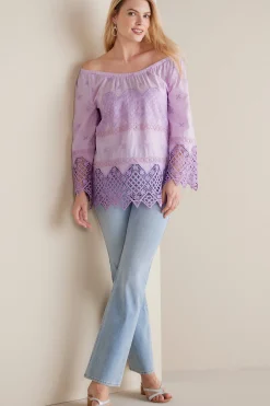 Soft Surroundings Petites Pilar Off the Shoulder Top> Feminine Flourish|Global Artistry