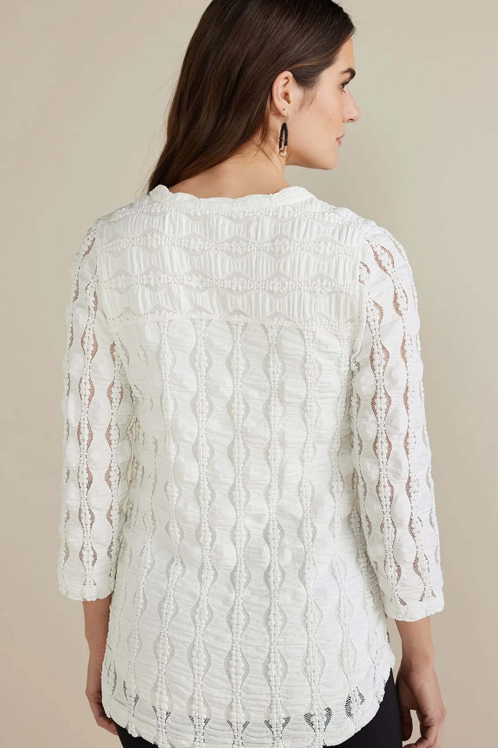 Soft Surroundings Petites Priya Knit Lace Tunic> Feminine Flourish|Global Artistry