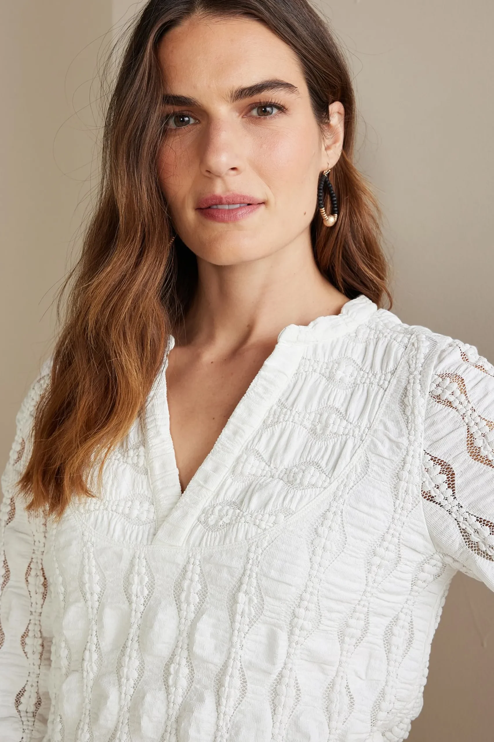 Soft Surroundings Petites Priya Knit Lace Tunic> Feminine Flourish|Global Artistry