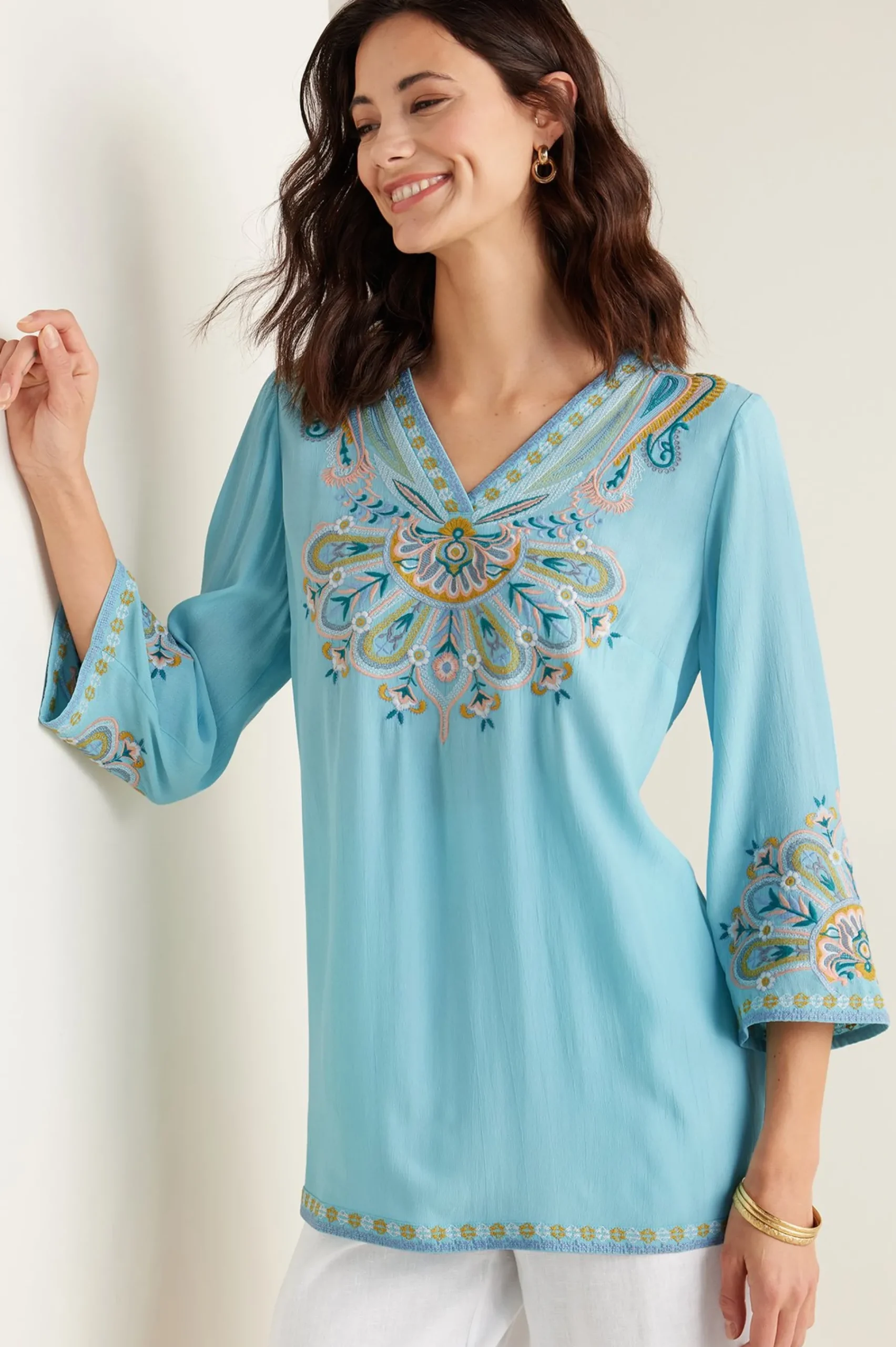 Soft Surroundings Petites River Island Tunic> Into The Blues|Global Artistry