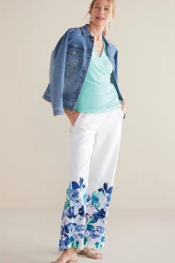 Soft Surroundings Petites Ronna Linen Blend Wide Leg Pants> Into The Blues|The Floral Shop