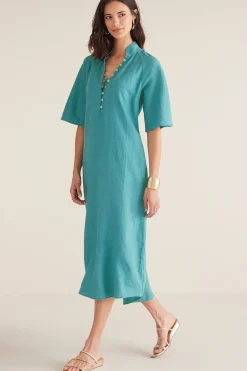 Soft Surroundings Petites Theodora Linen Dress> solids|mid-length