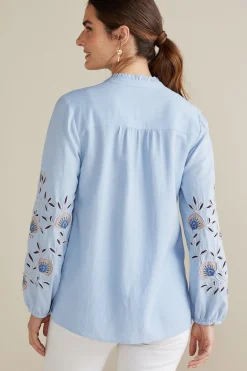 Soft Surroundings Petites Titania Embroidered Top><noscript><img width=