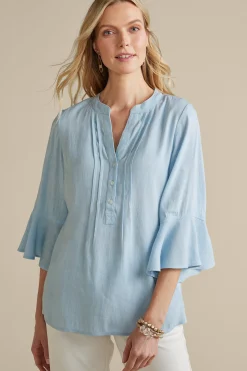 Soft Surroundings Raisa Linen Blend Top> Feminine Flourish|Into The Blues