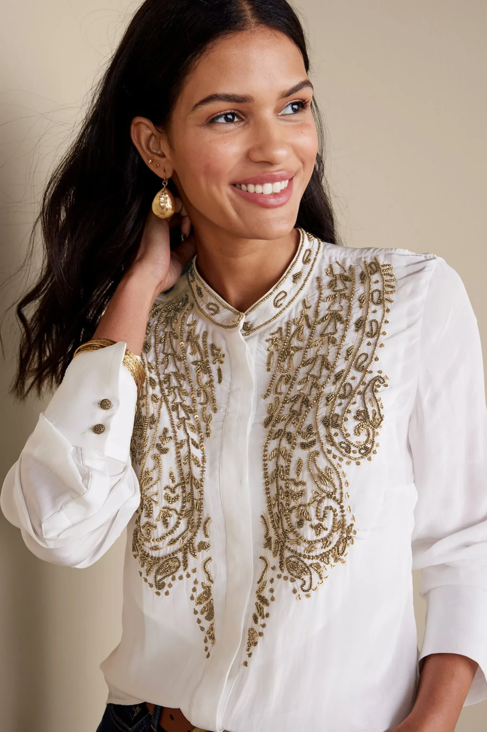 Soft Surroundings Remi Top Cami> Global Artistry|long sleeve