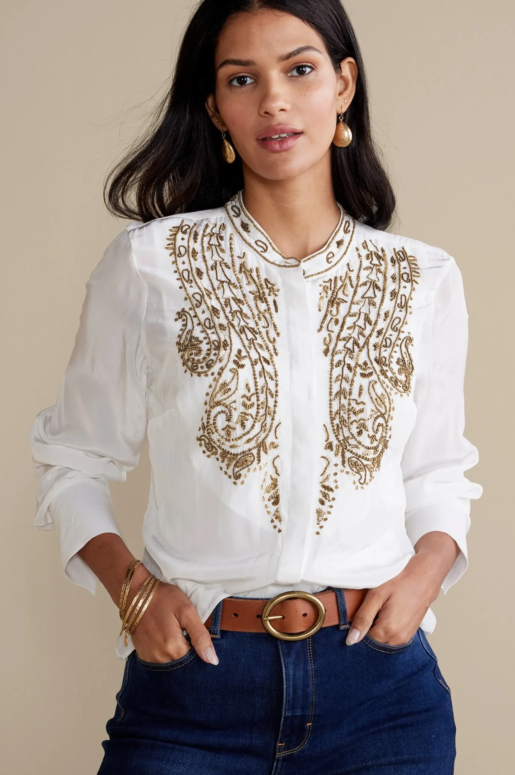 Soft Surroundings Remi Top Cami> Global Artistry|long sleeve