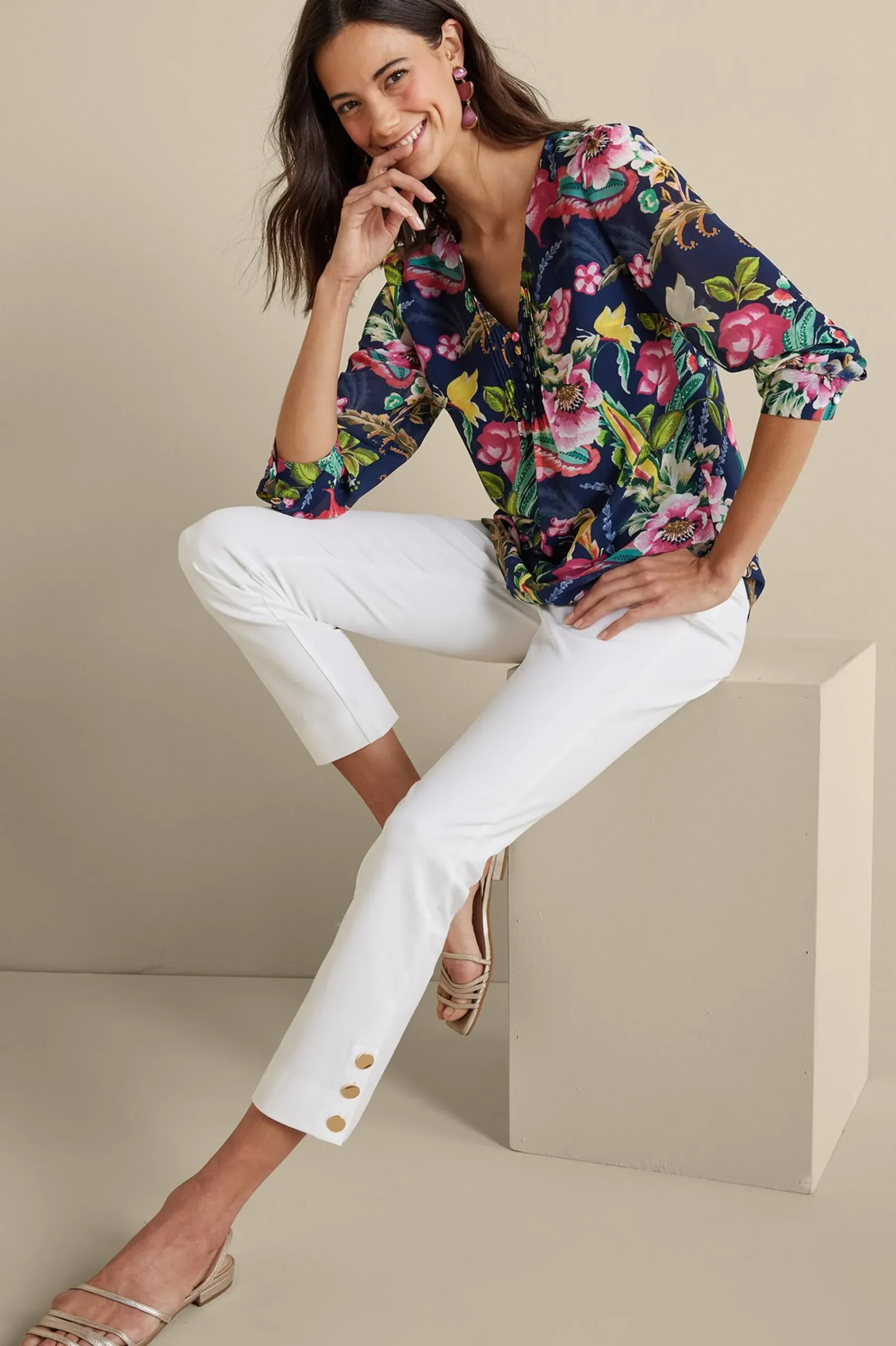 Soft Surroundings Samantha Georgette Top> Feminine Flourish|Vacation Shop