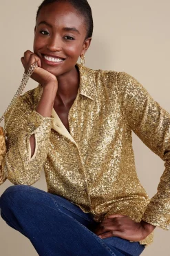 Soft Surroundings Sancerre Sequin Shirt> Feminine Flourish|long sleeve