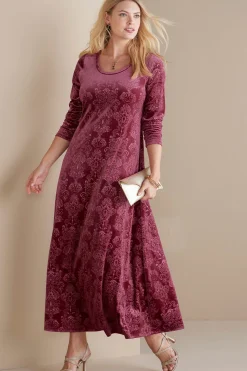 Soft Surroundings Santiago Embossed Velvet Dress> Feminine Flourish|EVelvet Styles