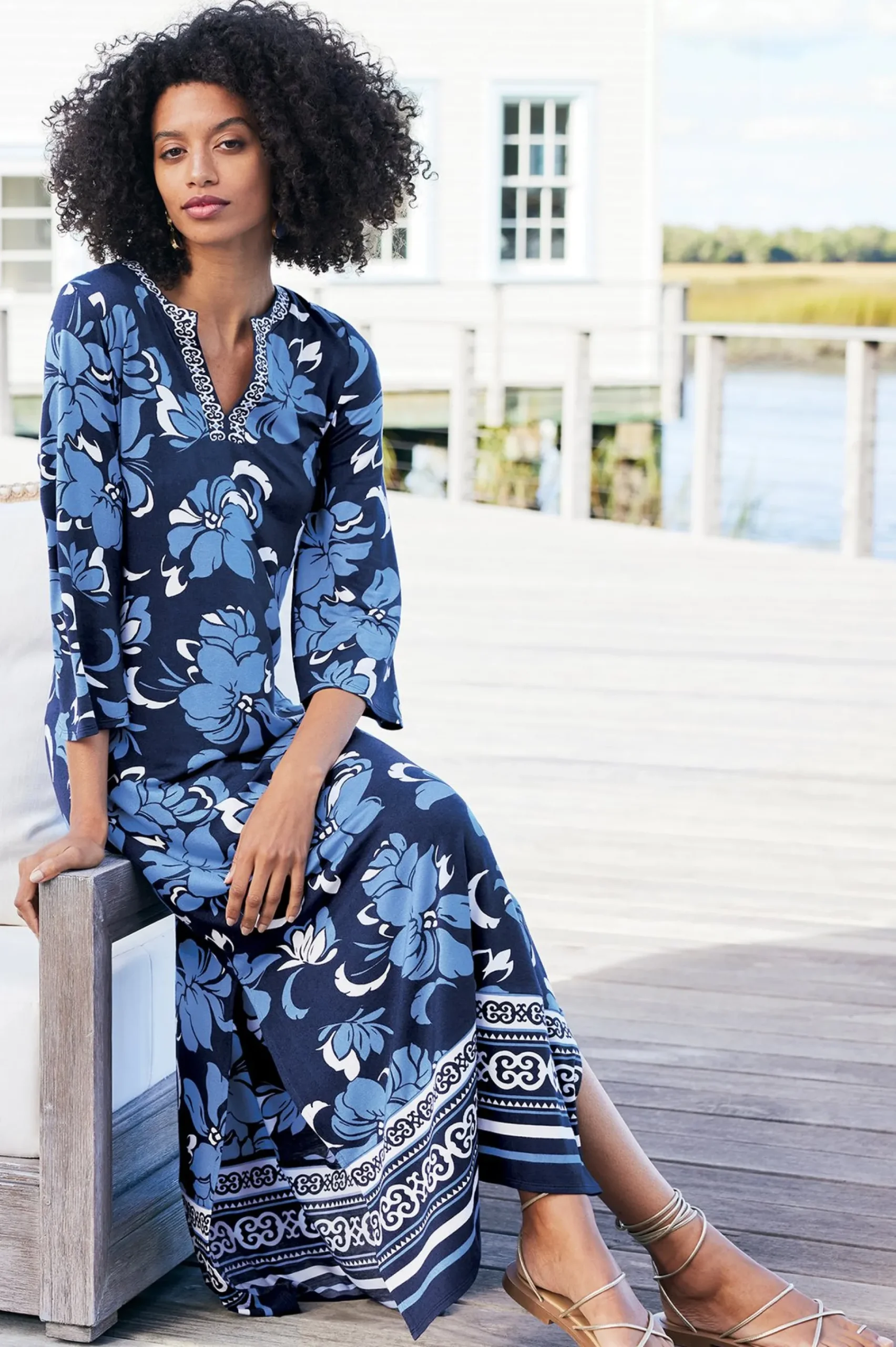 Soft Surroundings Sedona Maxi Dress> Into The Blues|Vacation Shop