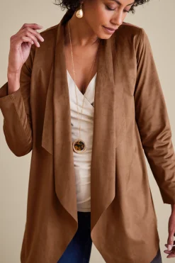 Soft Surroundings Shape Drape Faux Suede Jacket><noscript><img width=