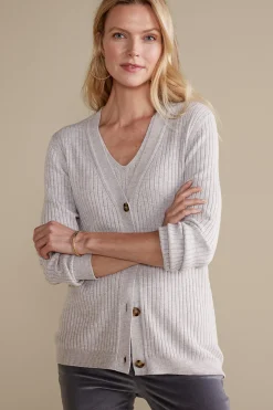 Soft Surroundings Soft Essential™ Ribbed Button-Front Cardi><noscript><img width=