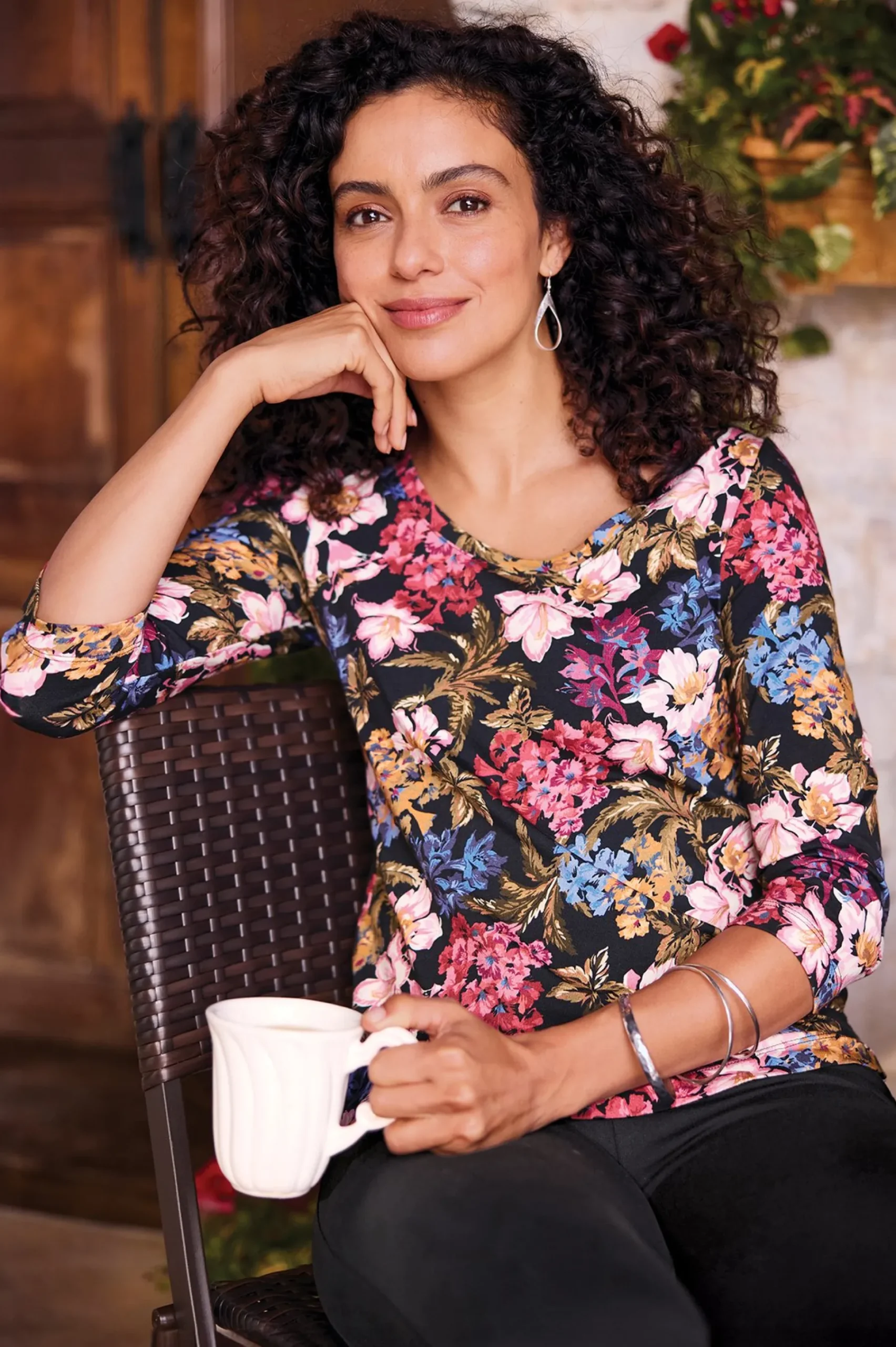 Soft Surroundings Soft Essential™ SUPIMA® 3/4 Sleeve Tee> Soft Essential Styles|Feminine Flourish