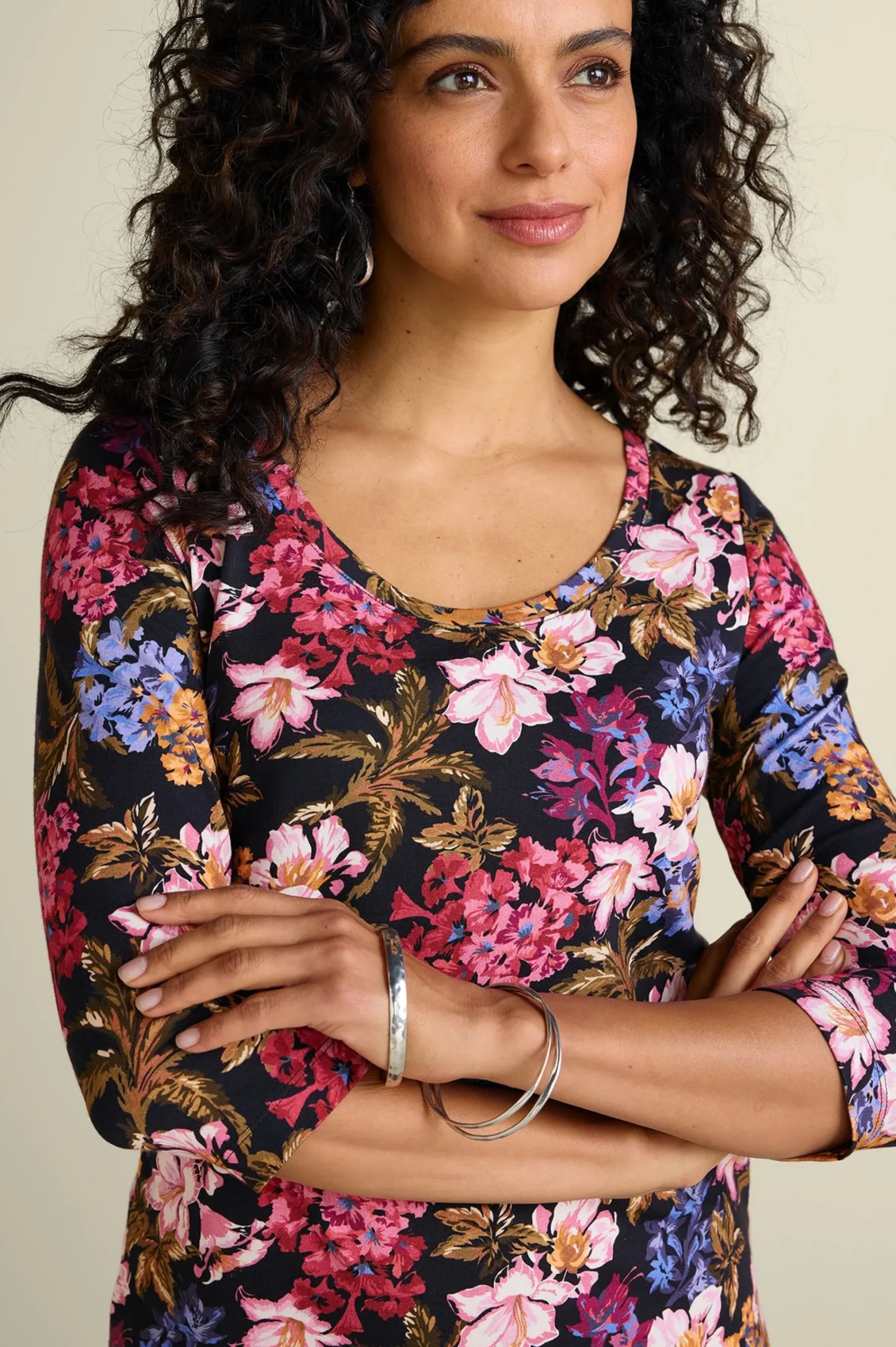 Soft Surroundings Soft Essential™ SUPIMA® 3/4 Sleeve Tee> Soft Essential Styles|Feminine Flourish