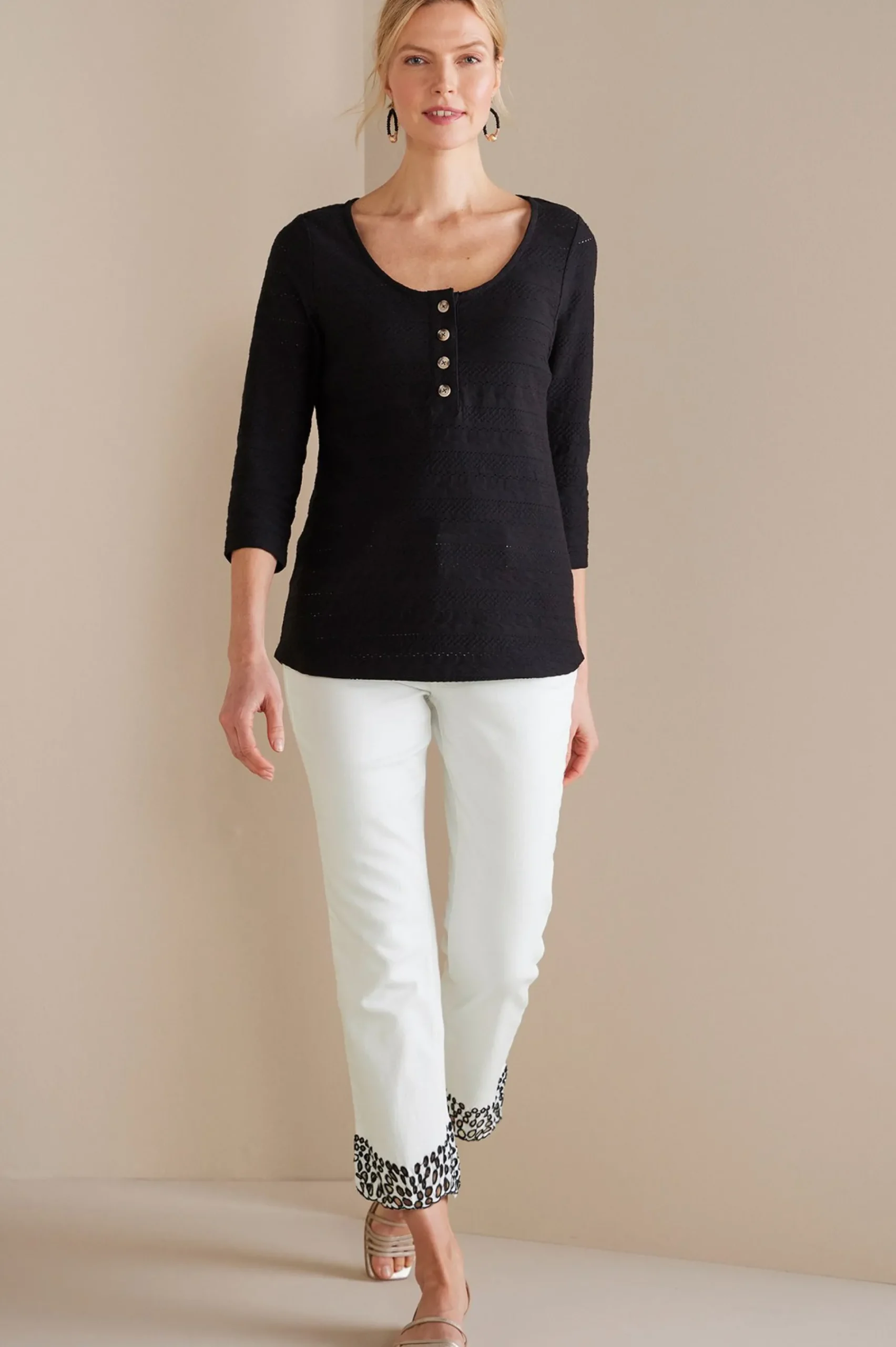 Soft Surroundings Solene Eyelet Denim Crop Jeans> cropped|ankle