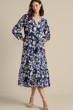 Soft Surroundings Tilda Embroidered Midi Dress> Into The Blues|Vacation Shop