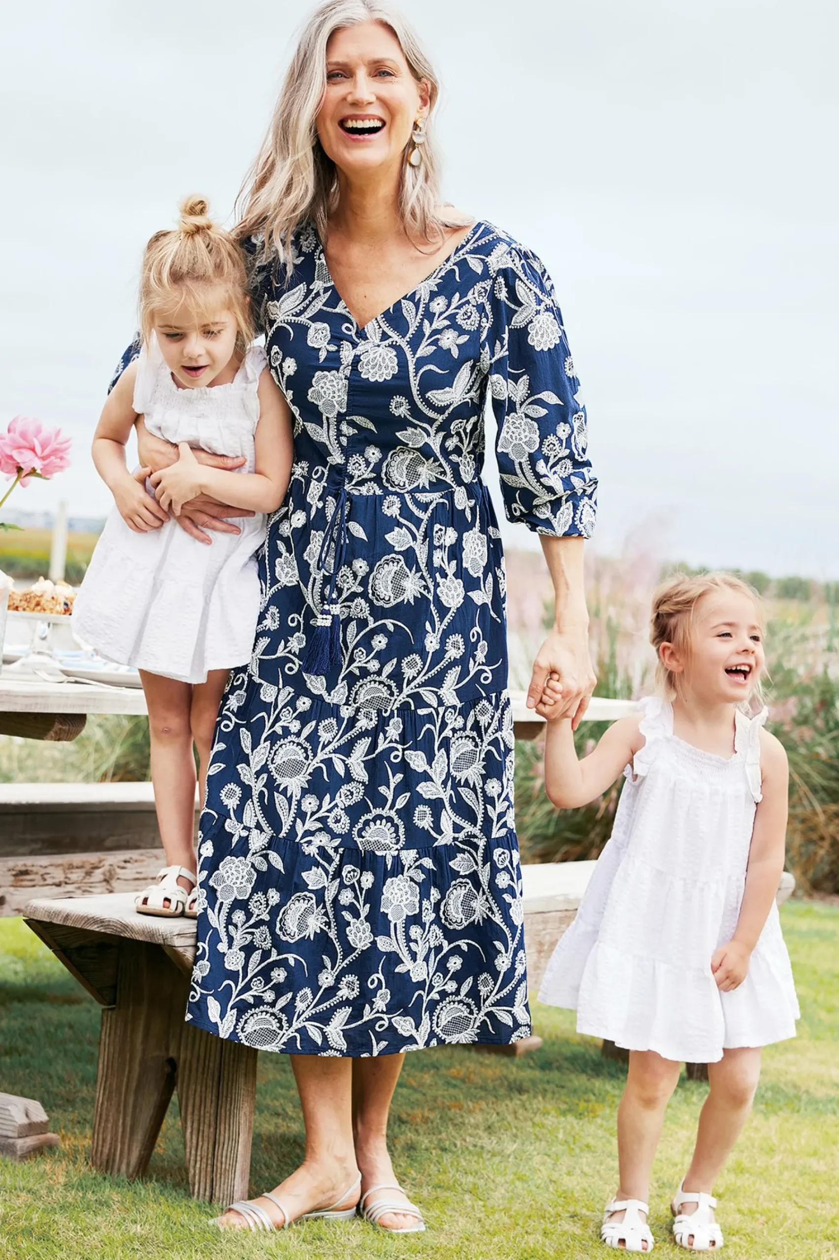 Soft Surroundings Tilda Embroidered Midi Dress> Into The Blues|Vacation Shop