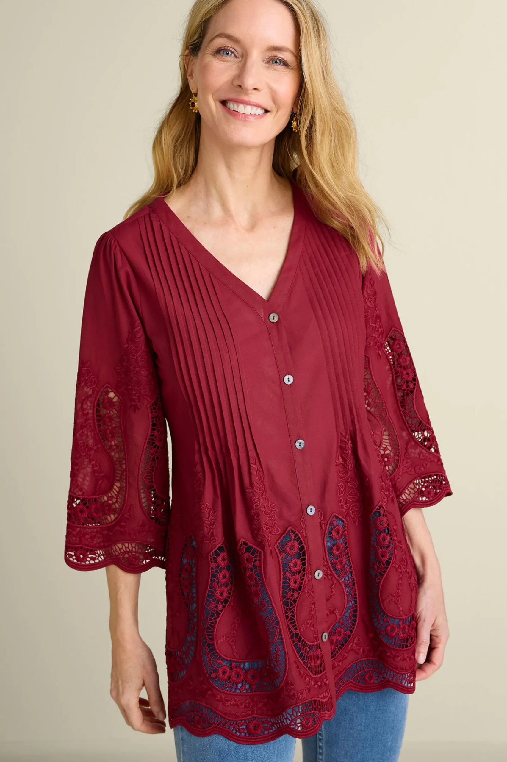 Soft Surroundings Trella Eyelet Top> Feminine Flourish|Vacation Shop