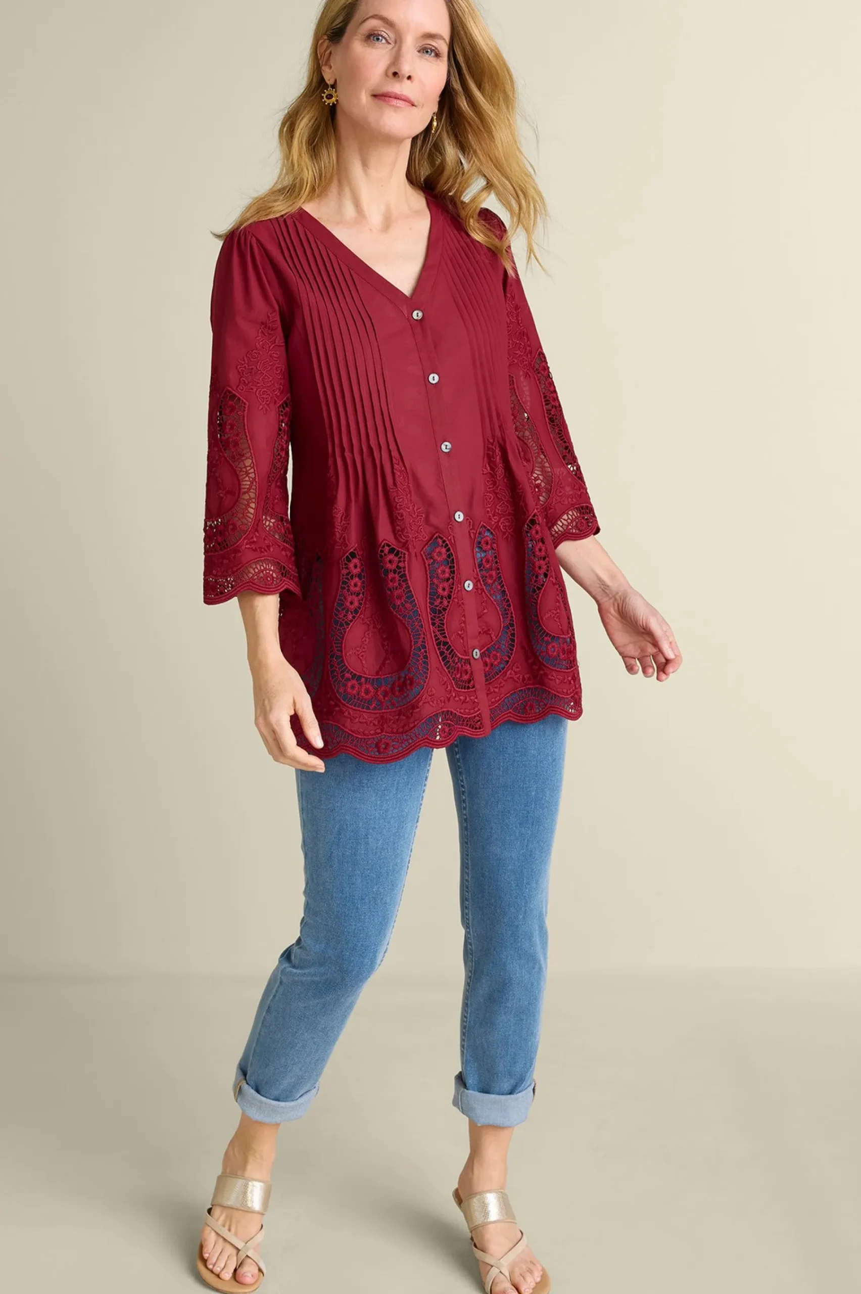 Soft Surroundings Trella Eyelet Top> Feminine Flourish|Vacation Shop