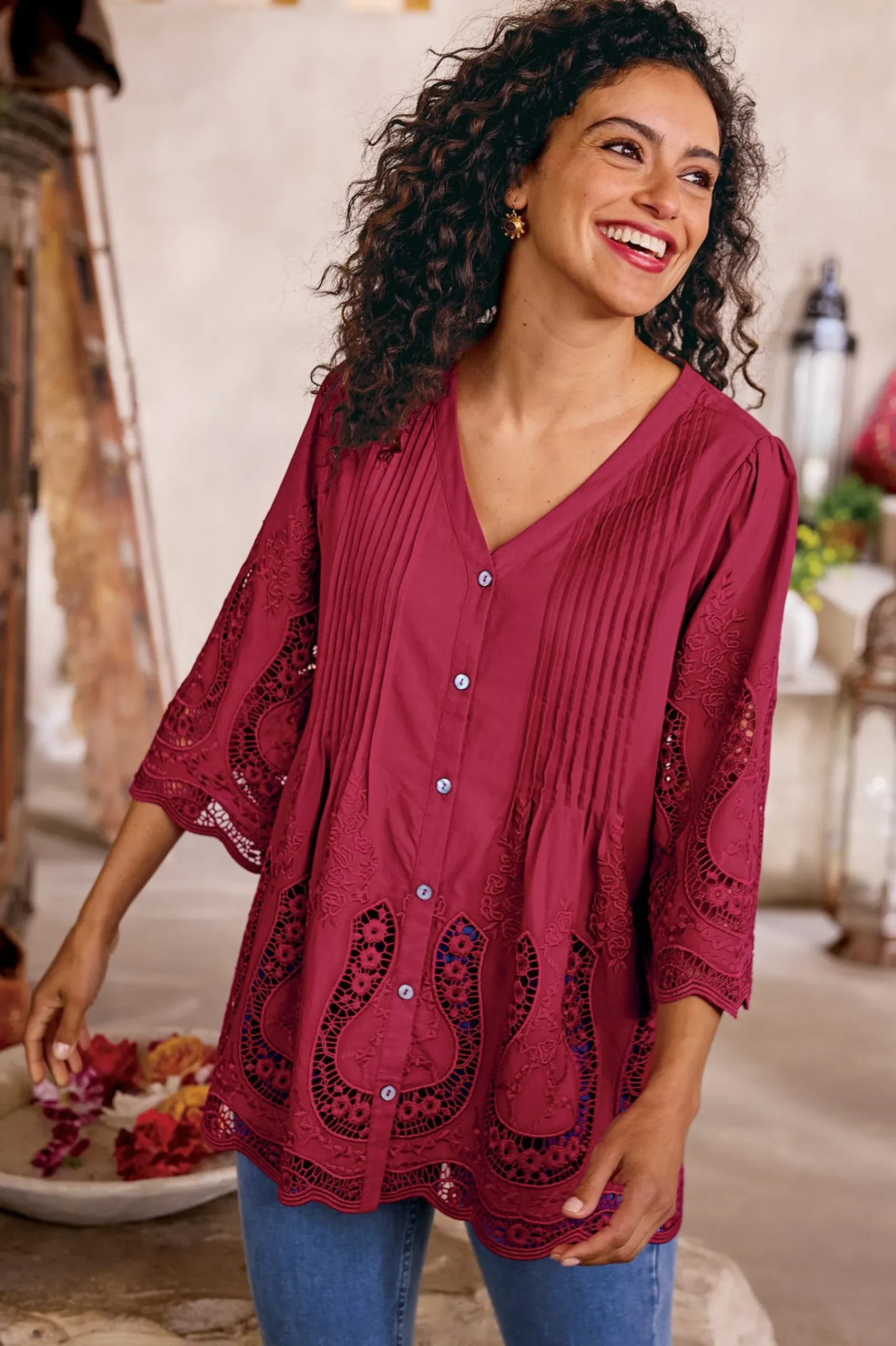 Soft Surroundings Trella Eyelet Top> Feminine Flourish|Vacation Shop