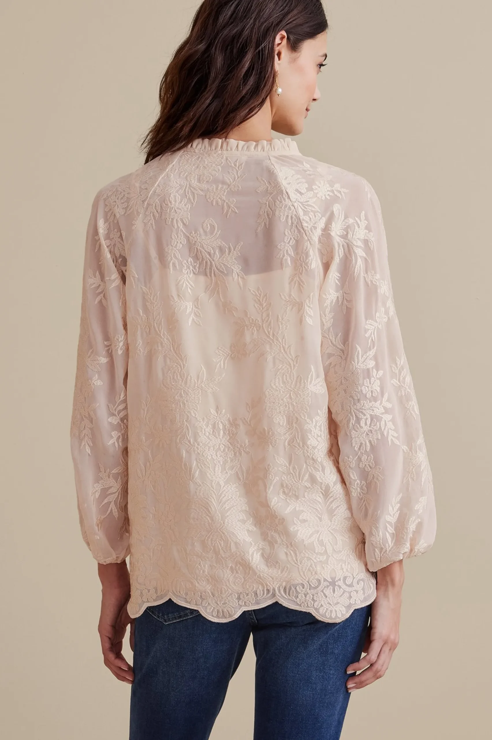 Soft Surroundings Tresa Lace Top> Feminine Flourish|Global Artistry