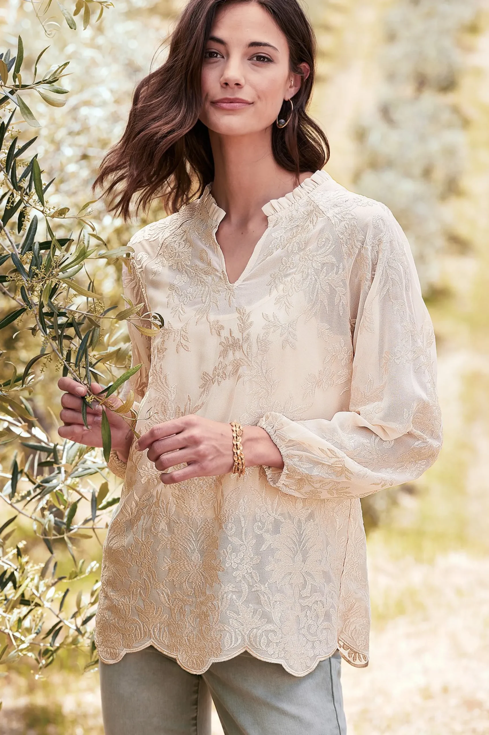 Soft Surroundings Tresa Lace Top> Feminine Flourish|Global Artistry