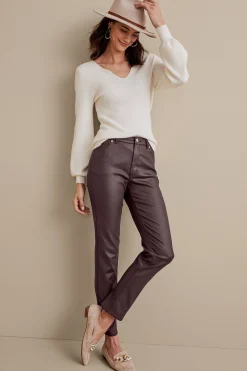 Soft Surroundings Ultimate Denim Coated Straight Leg Jeans><noscript><img width=