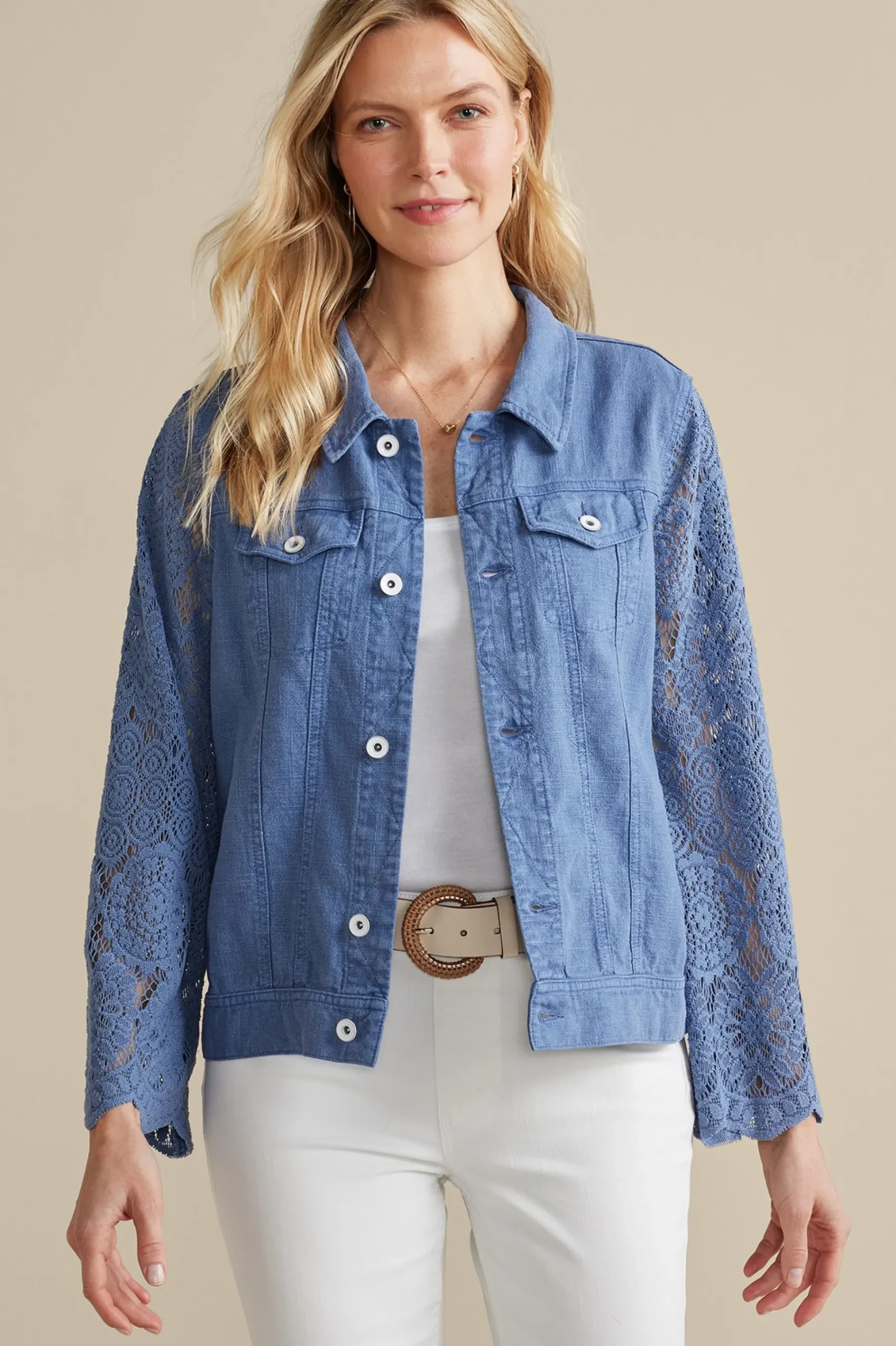 Soft Surroundings Varese Linen Blend Jacket> Feminine Flourish|Into The Blues
