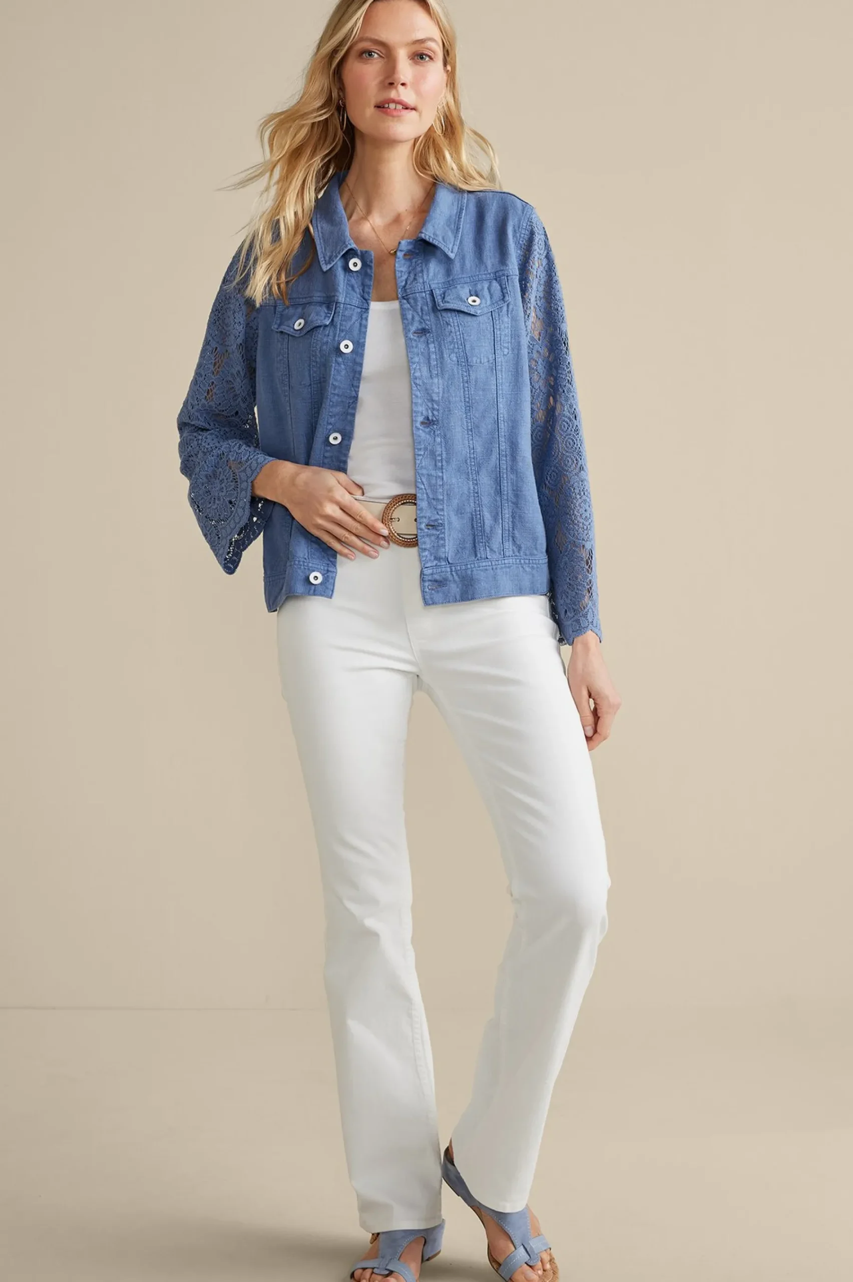 Soft Surroundings Varese Linen Blend Jacket> Feminine Flourish|Into The Blues