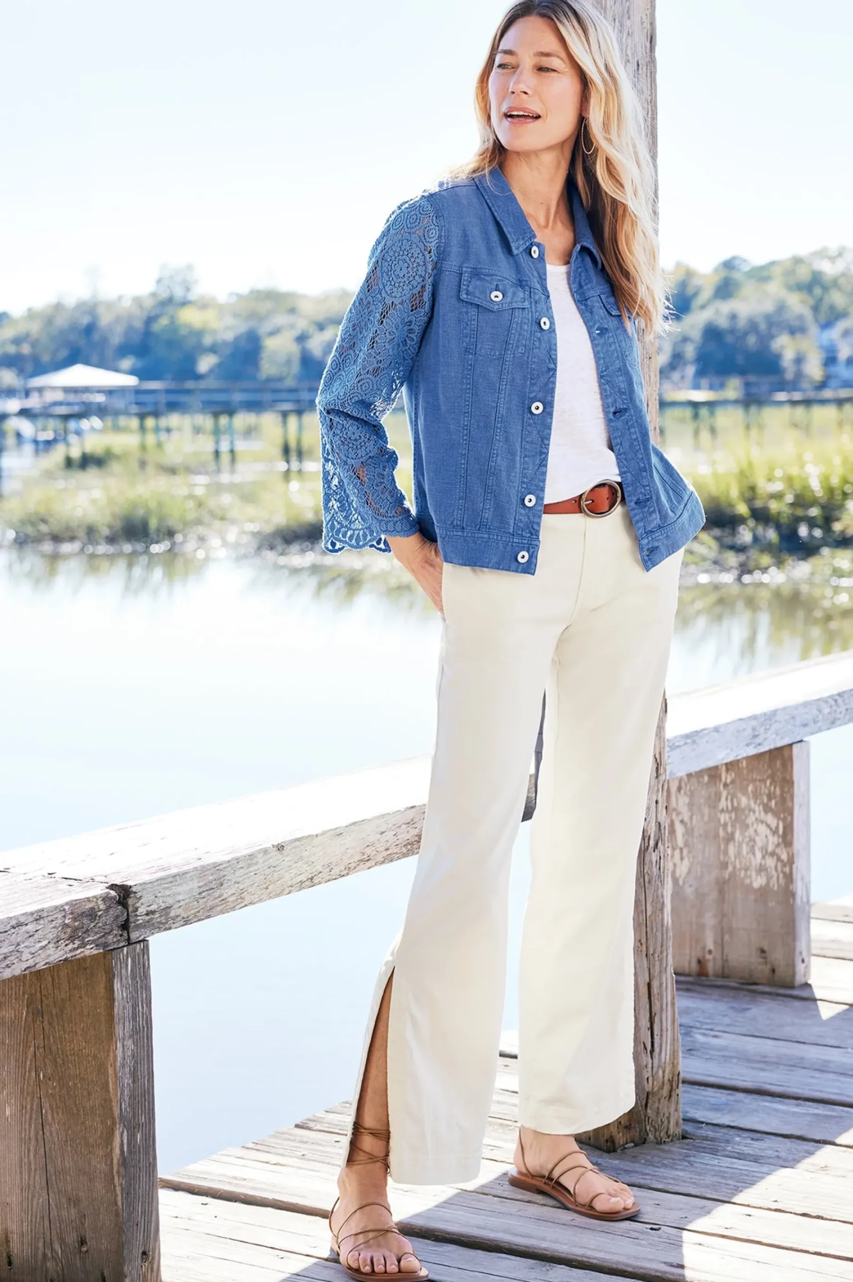 Soft Surroundings Varese Linen Blend Jacket> Feminine Flourish|Into The Blues