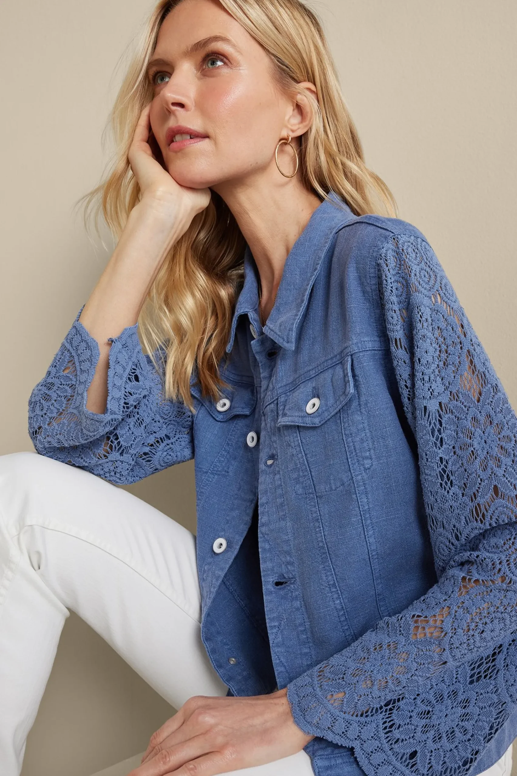 Soft Surroundings Varese Linen Blend Jacket> Feminine Flourish|Into The Blues