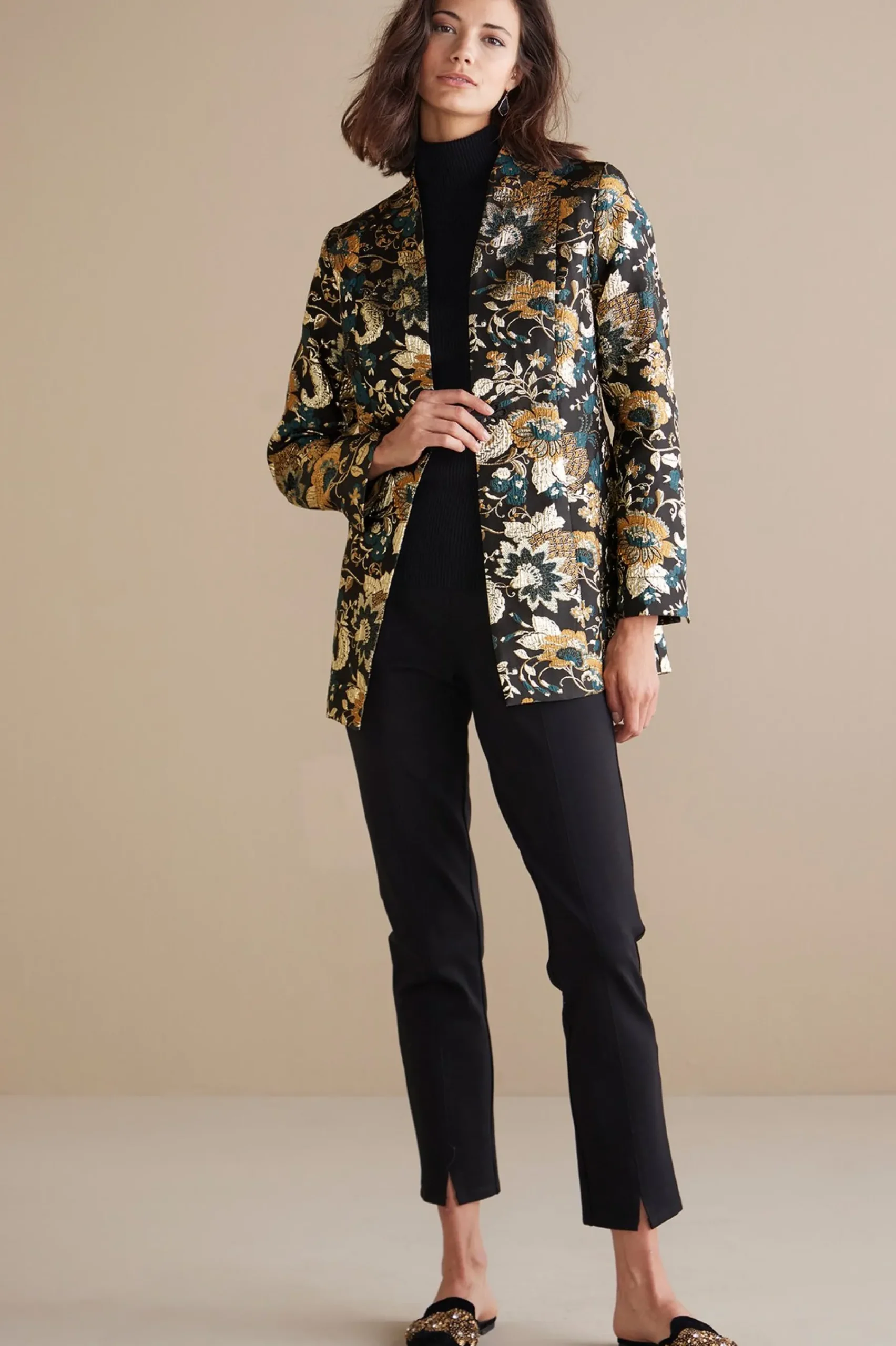 Soft Surroundings Viola Jacquard Jacket> Feminine Flourish|Global Artistry