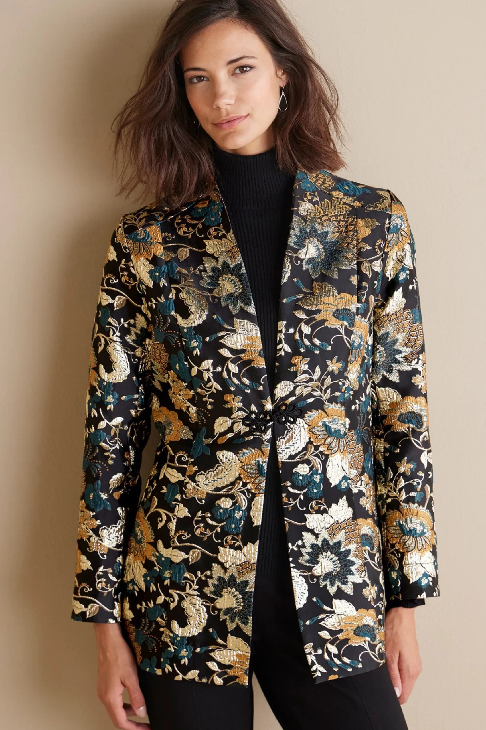 Soft Surroundings Viola Jacquard Jacket> Feminine Flourish|Global Artistry