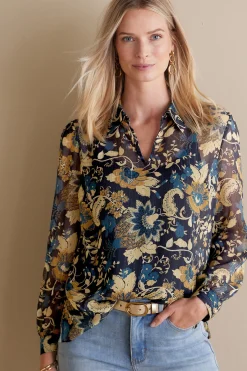 Soft Surroundings Viola Shimmer Blouse> Feminine Flourish|Everyday Styles