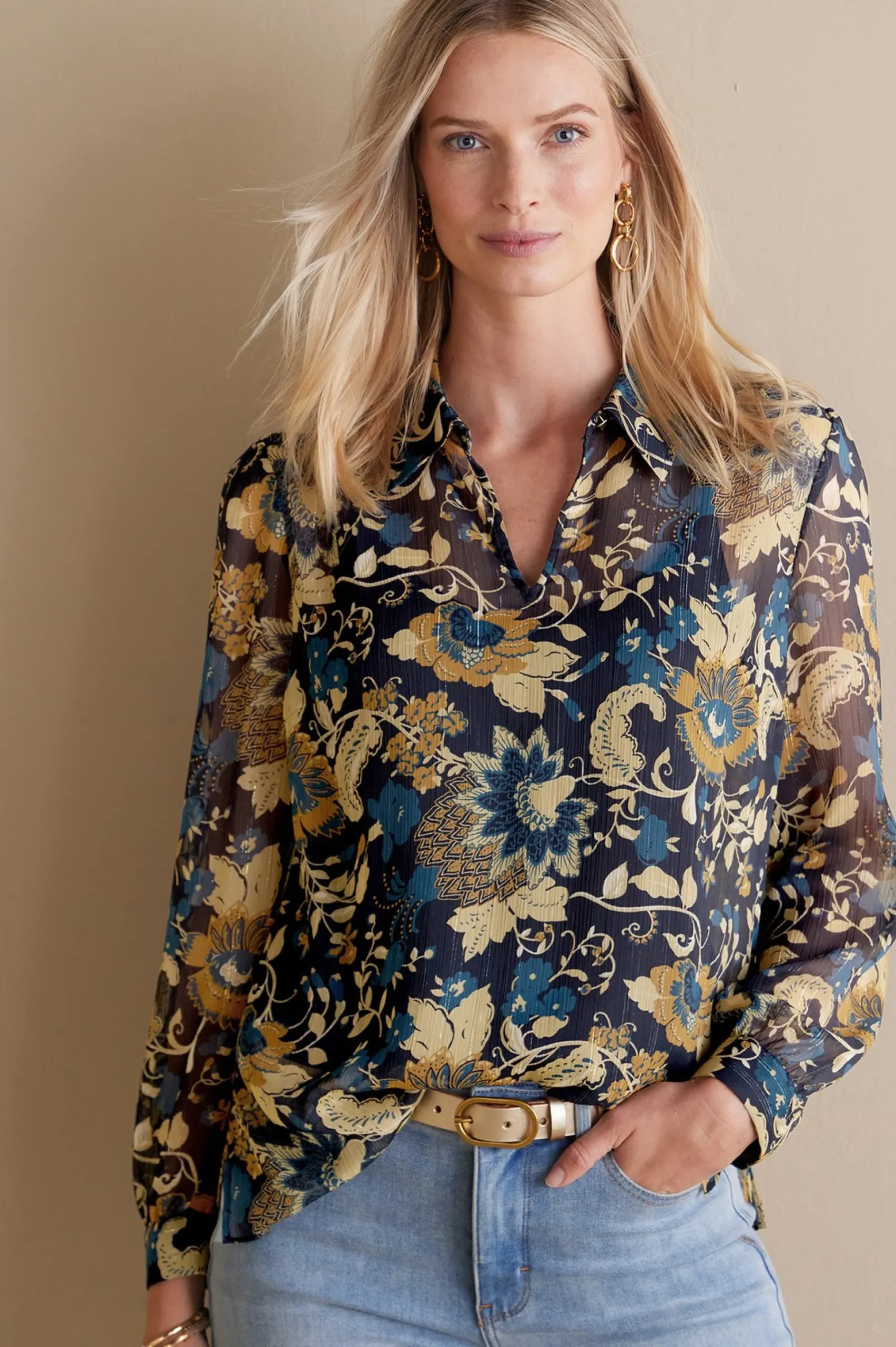 Soft Surroundings Viola Shimmer Blouse> Feminine Flourish|Everyday Styles