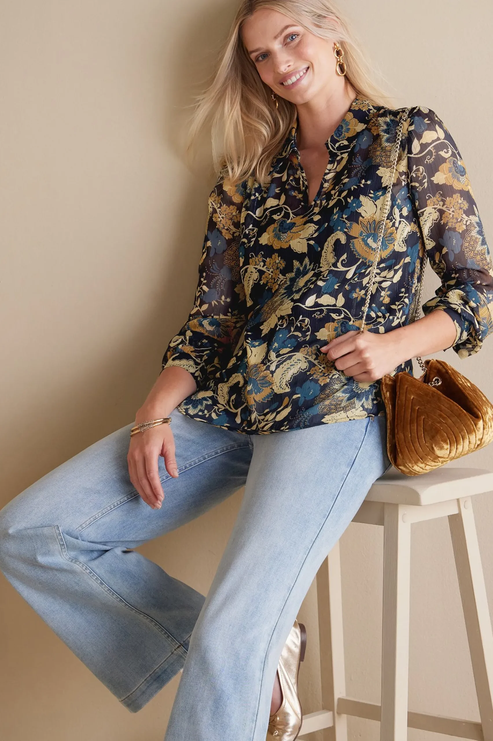 Soft Surroundings Viola Shimmer Blouse> Feminine Flourish|Everyday Styles