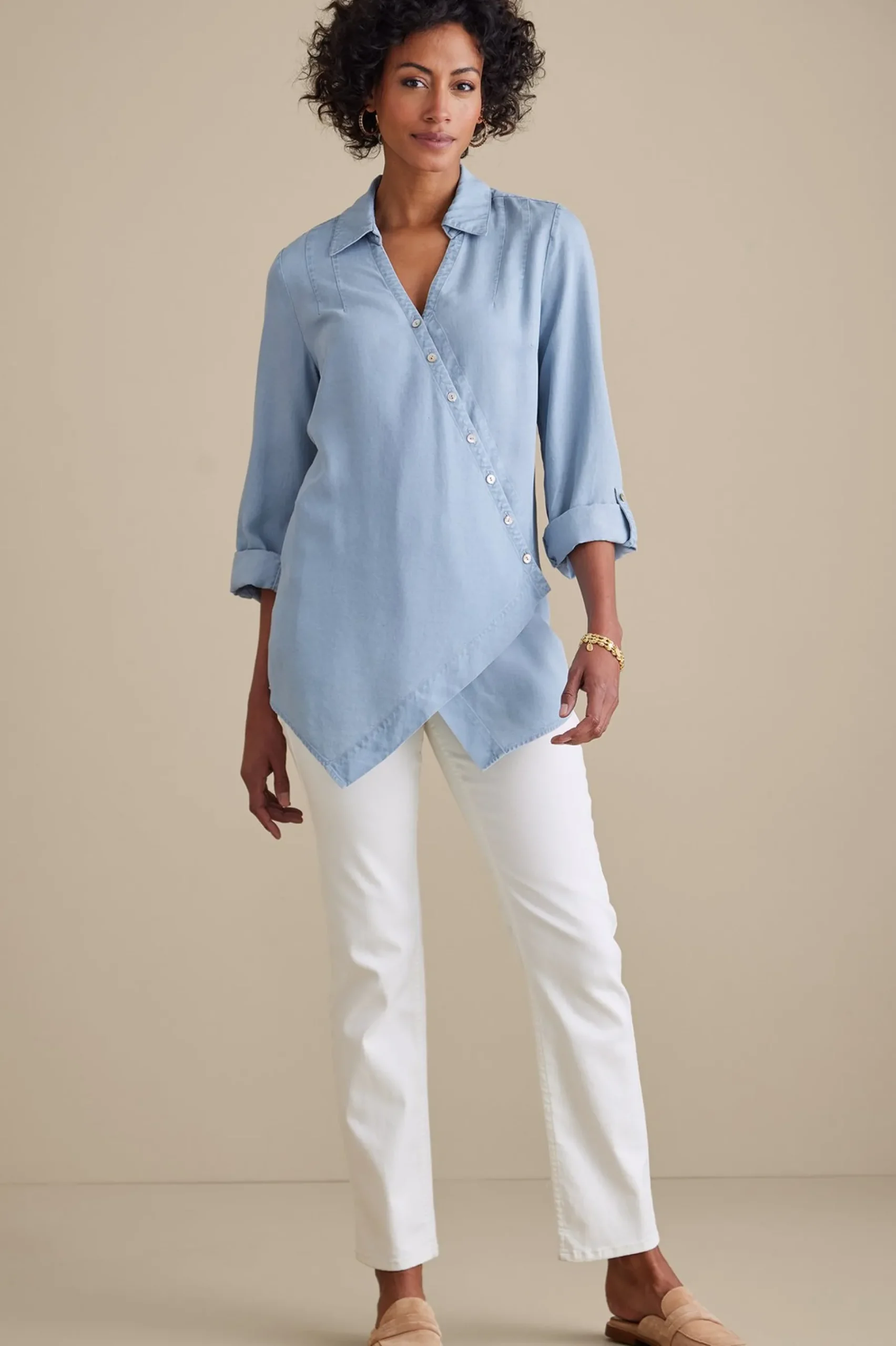 Soft Surroundings Washed TENCEL Tunic> Into The Blues|Vacation Shop